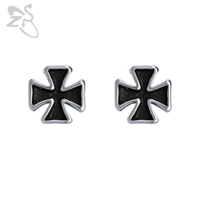 Серьги-гвоздики с крестом ZS 3 размера, стильные маленькие украшения для ушей, винтажные готические серьги из нержавеющей стали 316L в стиле хип-хоп, 1 пара 2024 - купить недорого