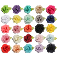 10PCS 5.5cm Newborn Fashion Rolled Fabric Flowers with Leaves for Hair Clips Cute Chiffon Hair Flowers for Kids Hair Accessories 2024 - buy cheap