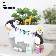 Maceta de dibujos animados con forma de pingüino para niños, maceta de flores hidropónicas para suculenta, decoración para el hogar, sala de estar, balcón, regalo, novedad 2024 - compra barato