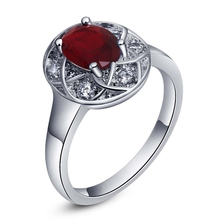 Anel de prata oval com zircônia vermelha totalmente prateada, anel feminino e masculino, qxfaianp wqladgxg 2024 - compre barato