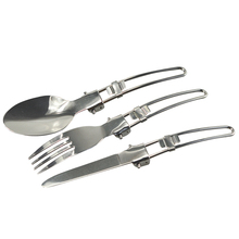 Free Shipping Outdoor Camping Picnic Tableware Stainless Steel Folding Fork Knife and Spoon Utensilios 2024 - buy cheap