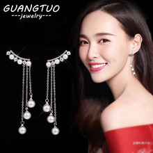 Korea Personality Simulated Pearls Long Tassels Drop Earrings For Women Female Crystal Dangle Brincos Jewelry Party Gift EB110 2024 - buy cheap