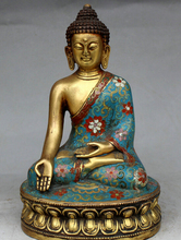USPS to USA S2523 8" Old Tibet Buddhism Cloisonne Bronze Gild Shakyamuni Amitabha Buddha Statue 2024 - buy cheap