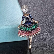 2018 hot selling Elegant Ballet Dancing girl brooches Enamel scarf pins women's party couple gifts fashion women carton brooch 2024 - buy cheap
