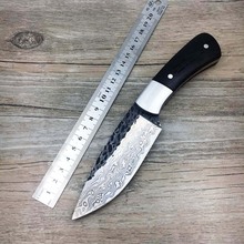 Handmade forged Damascus Steel Forged Damascus Steel pattern hunting knife fixed knife  ebony handle first layer packing 2024 - buy cheap