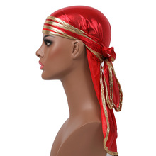 Unisex Durag Men Hip-Hop Bandanna Cap Rapper Turban Hat Lacing Silky Headband Elastic Wigs Satin Du-rag Striped Headwear Women 2024 - buy cheap