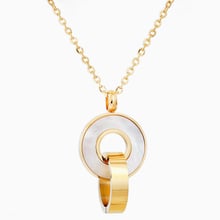 Gold Color Stainless steel Double Round Shell Pendant Necklace for Valentine's Day Gift of Love 2024 - buy cheap