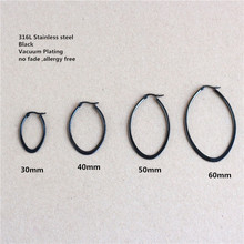 60mm Hyperbole Oval Titanium 316L Stainless Steel Hoop Earrings Black Vacuum Plating No Fade Anti-Allergy 2024 - buy cheap