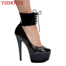 Элегантные женские туфли из искусственной кожи на платформе с ремешком на щиколотке 15 см на очень высоком каблуке, свадебные туфли, вечерние туфли 2024 - купить недорого