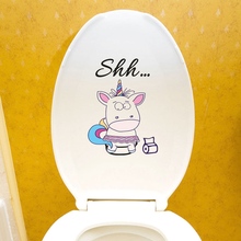 Creative Cartoon Unicorn Toilet Stickers Waterproof Wall Sticker Home Bathroom WC Decoration Decals Diy Funny Vinyl Mural Art 2024 - buy cheap