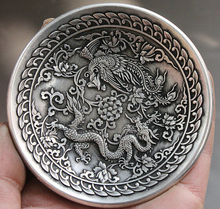 Bandeja decorativa em bronze com feixe de fábrica, assinatura chinesa miao prata dragon phoenix peônia e estátua 2024 - compre barato
