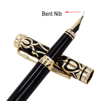 Duke Noble Sapphire Fude Calligraphy Fountain Pen Iridium Bent Nib , Black & Golden Cap Ideal Art Office Home School Supplies 2024 - buy cheap