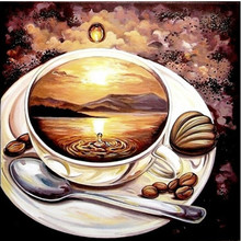 Diy Embroidery 5D Diamond Painting Cross Stitch Landscape Coffee Cup Mosaic Picture By Numbers Full Square/round Drill  Kit 2024 - buy cheap