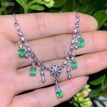 Emerald necklace pendant Free shipping Natural real emerald 925 sterling silver gemstone For men women 2024 - buy cheap