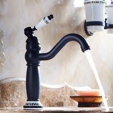 Bathroom Faucet Black Oil Rubbed Bronze finish Ceramic Flower Pattern Basin Sink Faucet Single Handle water taps anf507 2024 - buy cheap