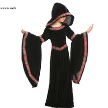 XS-L de 2 colores para niños, Cosplay de bruja hechicera para Halloween, disfraces medievales, Carnaval, Purim, escenario, juego, vestido de fiesta 2024 - compra barato