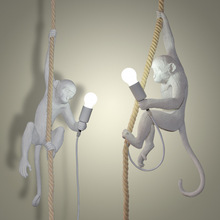 Modern Resin Monkey Loft Vintage Hemp Rope Chandelier for Home Lighting Bar Cafe Retro Hanging Monkey lamp 2024 - buy cheap