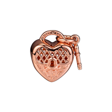 Fits Pandora Bracelets 925 Sterling Silver Rose Gold Love You Lock Heart Charms Beads for Jewelry Making Free Shipping 2024 - buy cheap