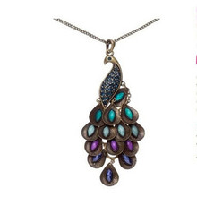 Vintage Hot peacock necklace pendant Colorful Long Brincos Sweater Necklace Crystal Necklaces Jewelry Gift 2024 - buy cheap