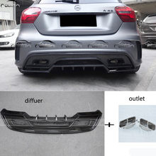 Fibra de carbono lábio traseiro spoiler difusor divisor para mercedes benz w176 amg a45 2014-2017 estilo do carro 2024 - compre barato