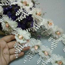 10X White Sequin Ribbon Plum Flowers Pearl Lace Edge Trimmings Ribbons Beaded Lace Fabric Embroidered Sewing Wedding Dress 2024 - buy cheap