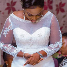 2019 New African Mermaid Wedding Dress Luxury Beading Scoop Wedding Gown 2024 - buy cheap