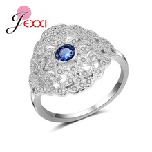 Original Hollowing Desgin Hot Sale 925 Sterling Silver  Rings For Women Filled Blue Crystals Wedding Fashion Ring Gift 2024 - buy cheap