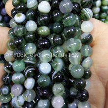 Free shipping Fashion Jewelry  6mm 8mm 10mm 16mm Blackish green Stripes Carnelian Round Ball Loose Beads 15.5" FG7410 2024 - buy cheap