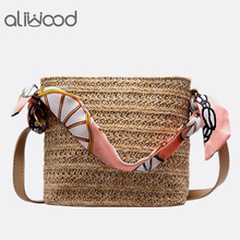aliwood 2021 Straw Women Shoulder Bags Casual Scarf handbags Beach bag Lady Messenger Bag Females Crossbody Bag Bolsas Feminina 2024 - buy cheap