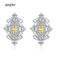 SINZRY new popular Korean Luxury jewelry White color cubic zircon vintage geometry stud earrings for women 2024 - buy cheap