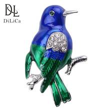 DiLiCa Cute Blue Bird Animal Brooches Zinc Alloy Rhinestone Brooch Pins Jewelry Pokemon Statement Brooches Pin Accessories 2024 - buy cheap