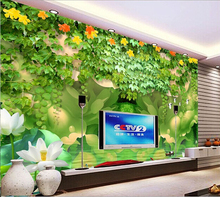 Papel de parede personalizado 3d, rosa e lótus murais para a sala de estar quarto plano de fundo de tv parede de vinil 2024 - compre barato