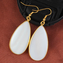 100-Unique 1 Pair Light Yellow Gold Color White Shell Water Drop Earrings Elegant Women's Earring 2024 - buy cheap