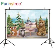 Fondos de árboles divertidos para estudio fotográfico, telón de fondo para sesión fotográfica con dibujos animados de animales del bosque, bosque, cumpleaños, niños 2024 - compra barato