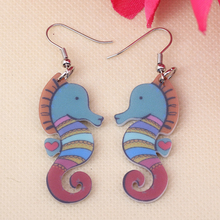 1 pair sea horse cute lovely printing drop earrings acrylic new 2014 design spring/summer style for girls woman jewelry 2024 - buy cheap