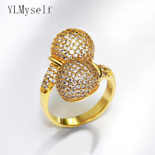 New arrival Ball design finger rings White and gold color trendy jewelry Luxury copper jewellery luxury women's ring 2024 - buy cheap