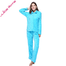 Pijama feminino quente para inverno, conjunto de roupa de dormir em lã grossa com tamanho grande para mulheres 2024 - compre barato