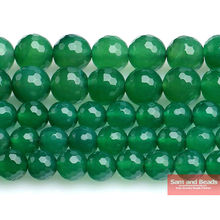 Contas de calcedônia verde facetada pedra natural, 16 "fio 6 8 10 12mm, tamanho de seleção para colar de pulseira fgab02 2024 - compre barato