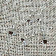 Pendientes de 6mm y 8mm, accesorios de configuración en blanco, tazón con funda trasera de mariposa, tachuelas, pasadores, postes de aguja con almohadilla de silicona para fabricación de joyas 2024 - compra barato