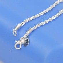 1PC 3mm Width Pure 925 Sterling Silver Charm Rope Necklace Chains Jewelry With Good Quality Lobster Clasps Set 16-24Inches 2024 - buy cheap