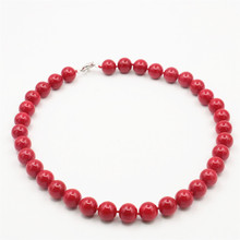 Trendy Accessory Jewelry Beads 12mm Red Coral Necklace Wholesale Balls DIY Girls Women Gifts Female Hand Made Ornaments 18inch 2024 - buy cheap
