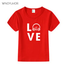 2020 Новая летняя модная футболка детская футболка с забавным принтом «Love Music» Детские рок-футболки в стиле панк, одежда в стиле хип-хоп для мальчиков и девочек 2024 - купить недорого