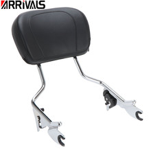 Chrome sissy barra vertical encosto do passageiro com/almofada para harley touring road king glide rua flhr flhx flht fltr 2009-2018 2024 - compre barato