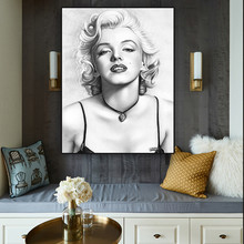 Black and White Monroe Woman Portrait Oil Painting on Canvas Posters and Prints Scandinavian Art Wall Picture for Living Room 2024 - buy cheap