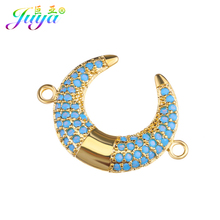 Juya DIY Islamic Jewelry Findings Micro Pave Zircon Crescent Moon Connectors Accessories For Muslim Allah Mubarak Jewelry Making 2024 - buy cheap