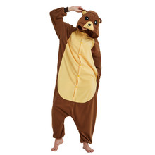 Polar Fleece Kigurumi traje de oso marrón para adultos mujeres hombres Onesies pijamas para Halloween carnaval fiesta 2024 - compra barato