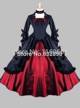 Gothic Black and Red Floral Satin Victorian Ball Gown Period Dress 2024 - buy cheap