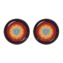 Pendientes con diseño de Mandala para mujer y niña, aretes con cúpula de cristal de 12mm, estilo neogótico, geométrico sagrado, joya con diseño de flor de la vida, nueva moda 2024 - compra barato