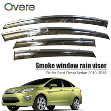 OVERE NEW 1Set Smoke Window Rain Visor For Ford Fiesta Sedan 2010 2011 2012 2013 2014 2015 2016 2017 2018 Guard Accessories 2024 - buy cheap