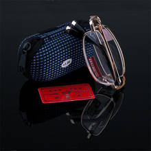 Foldable Men Women Metal Full Frame Reading Glasses Grid Case Presbyopic Reading Eyewear Diopter +1.0 +1.5 +2.0 2.5 3.0 3.5 R063 2024 - buy cheap